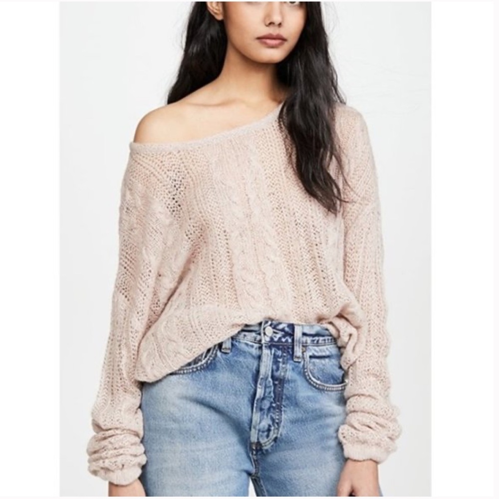 SOLD Free People Sweater Frappucino Angel Soft Combo Alpaca Wool Long Sleeves